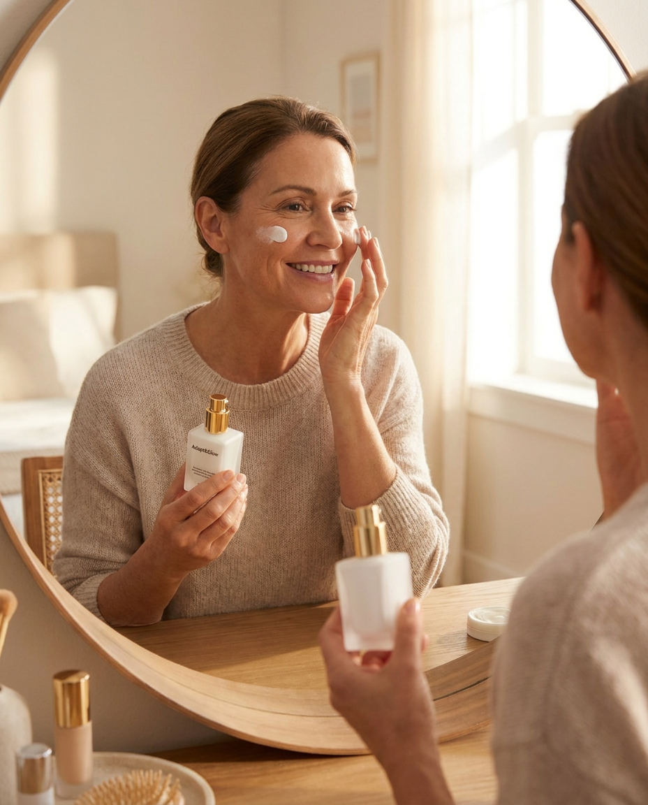 Texture et application du fond de teint Adapt&Glow